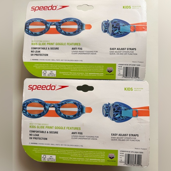 Speedo Kids Ages 3-6 Easy Adjustable Straps Goggles Set of Two New - Picture 3 of 4